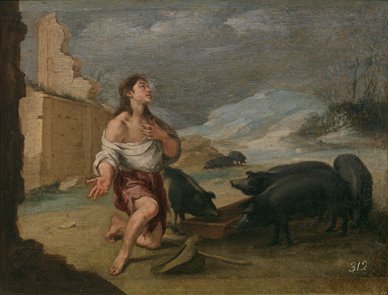 De verloren zoon verlaten door Bartolomé Esteban Murillo
