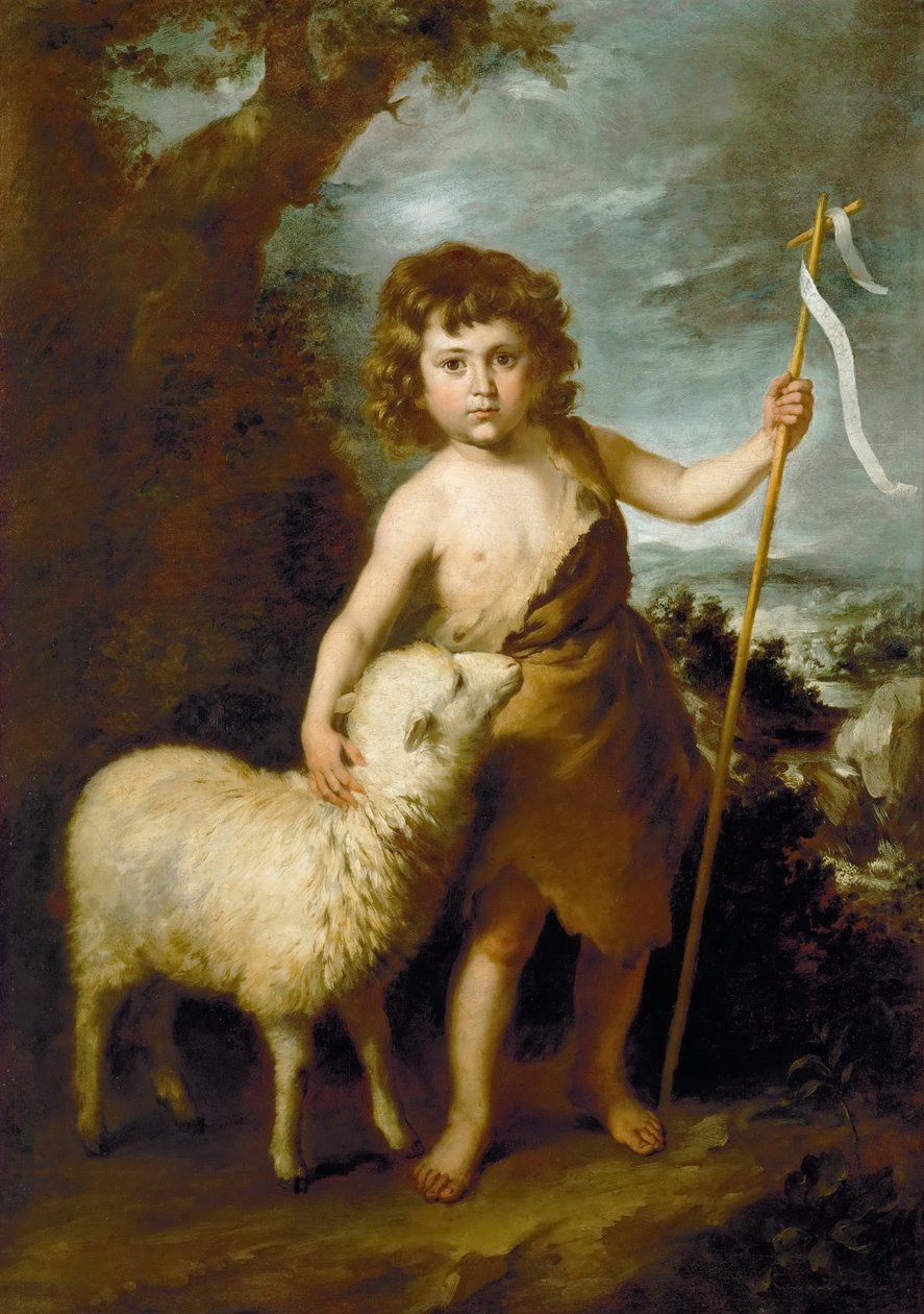 Johannes de Doper als kind door Bartolomé Esteban Murillo