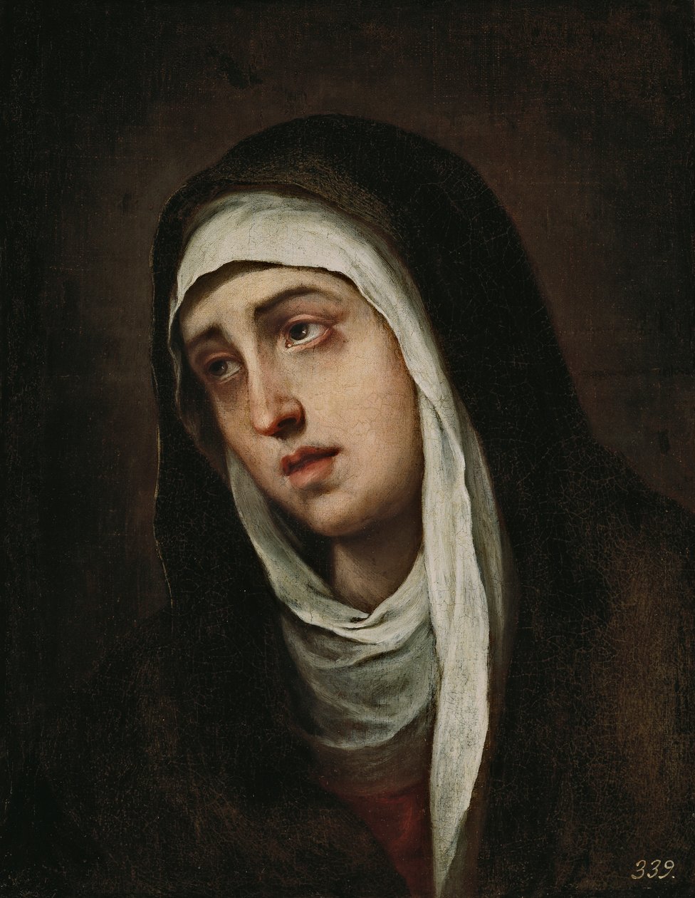 De Bedroefde Maagd door Bartolomé Esteban Murillo