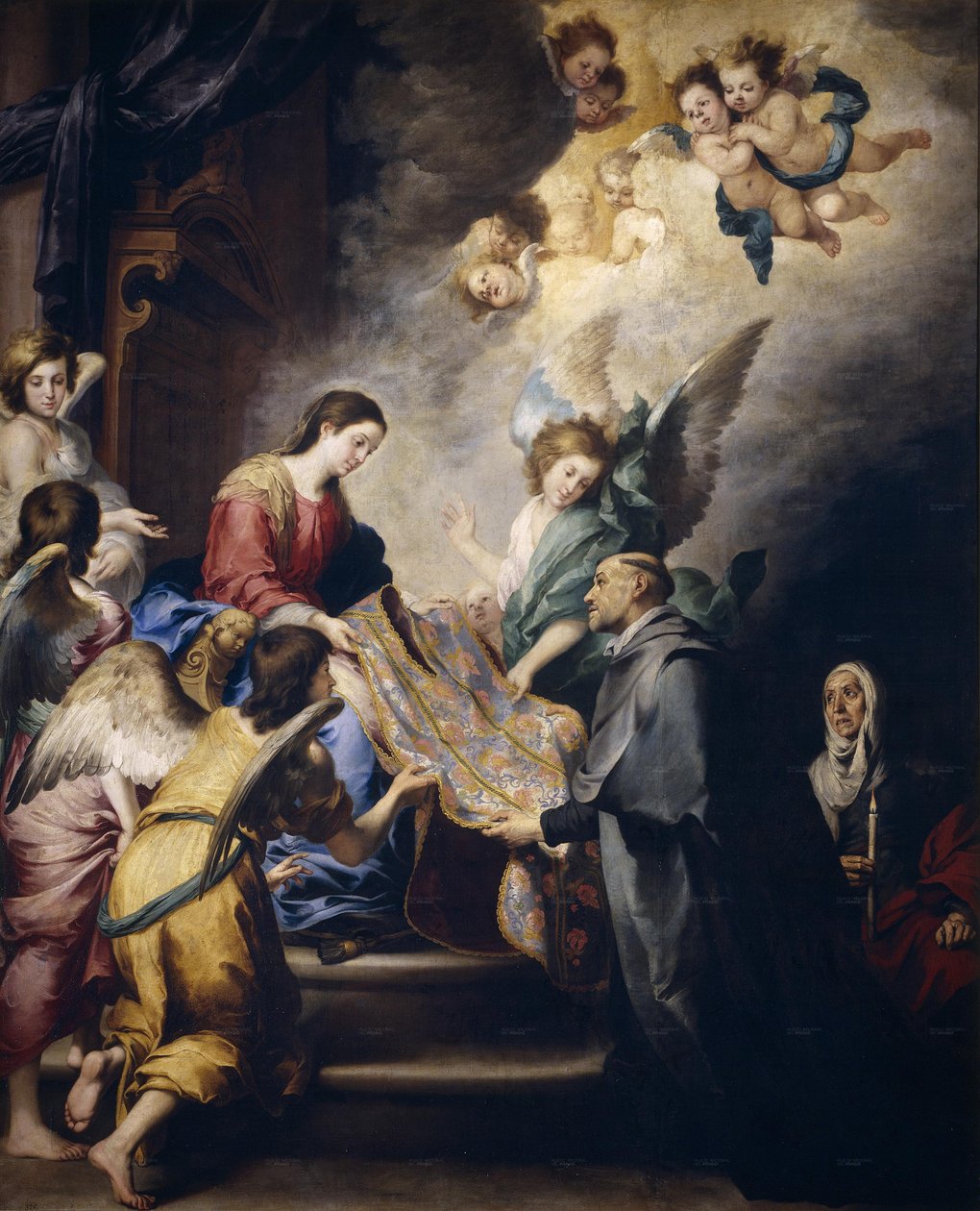 De afdaling van de Maagd om de geschriften van Sint Ildefonsus te belonen door Bartolomé Esteban Murillo