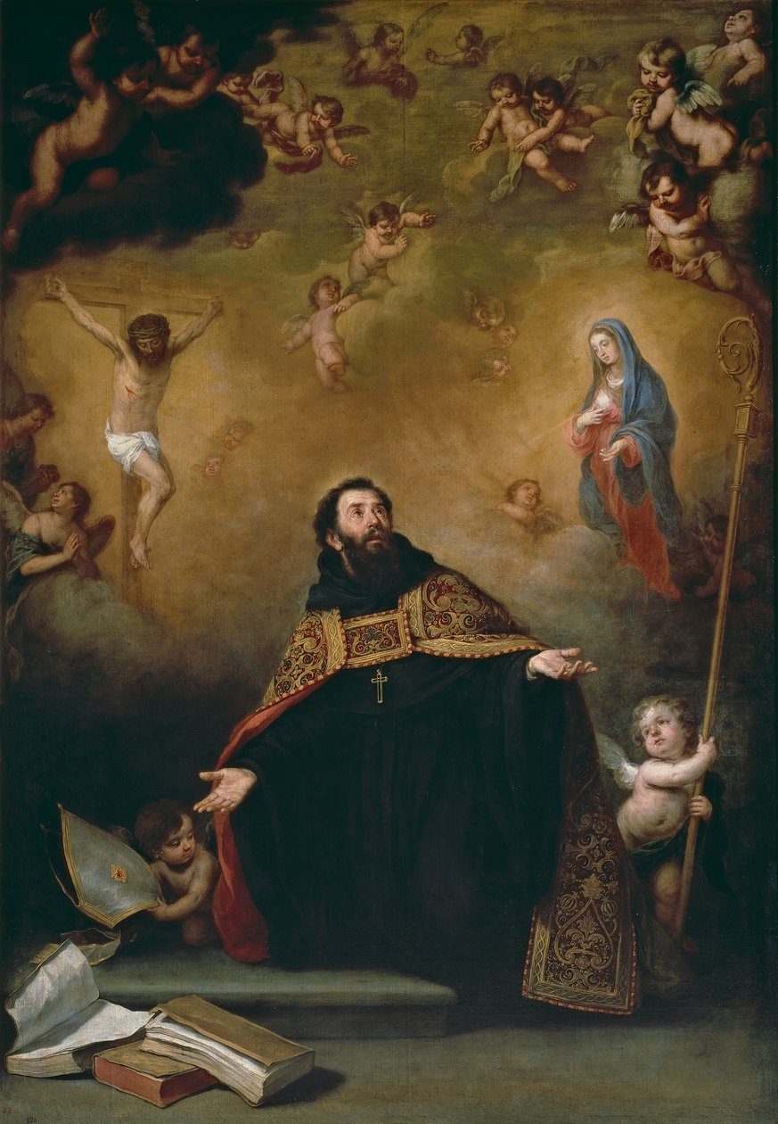 Sint Augustinus tussen Christus en de Maagd door Bartolomé Esteban Murillo