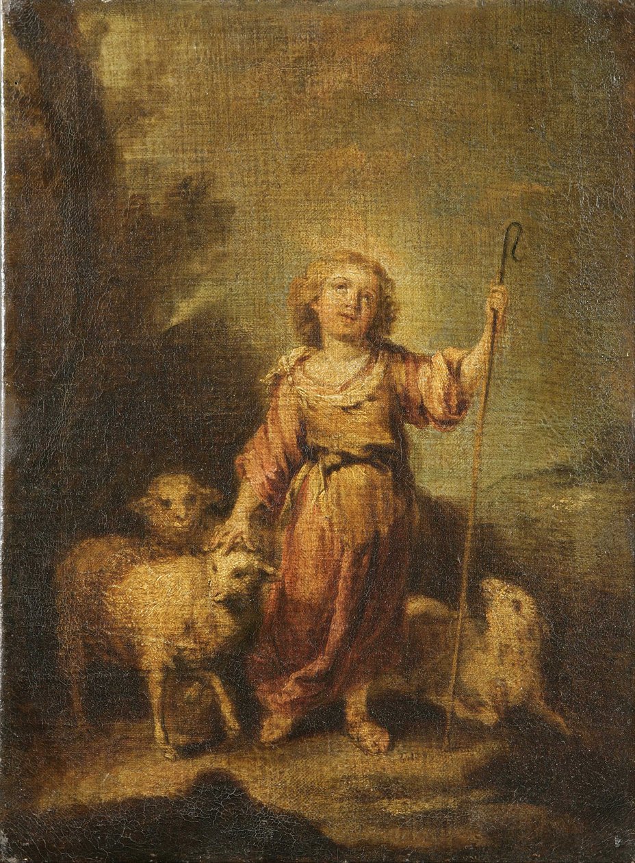 De Kind Christus als de Goede Herder door Bartolomé Esteban Murillo
