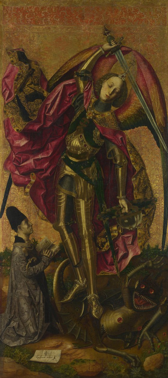 Sint-Michiel triomfeert over de duivel door Bartolomé Bermejo