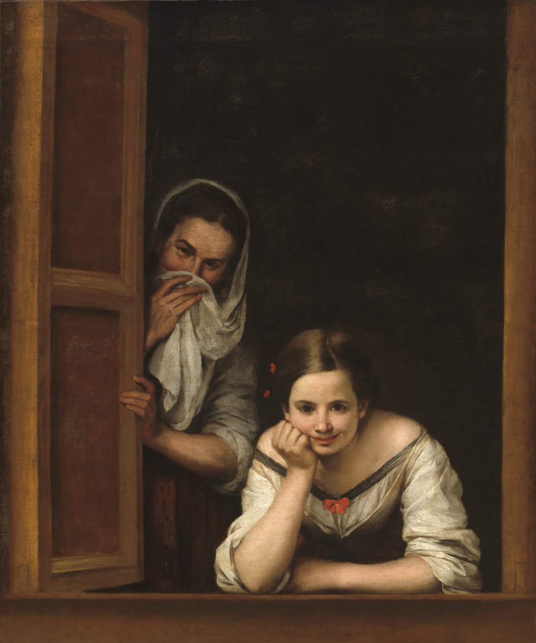 Twee vrouwen bij een raam door Bartolomé Esteban Murillo