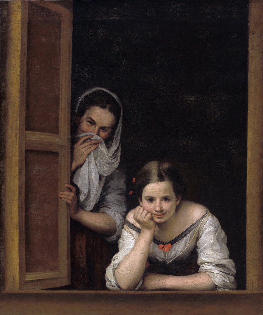 Twee vrouwen bij een raam door Bartolomé Esteban Murillo
