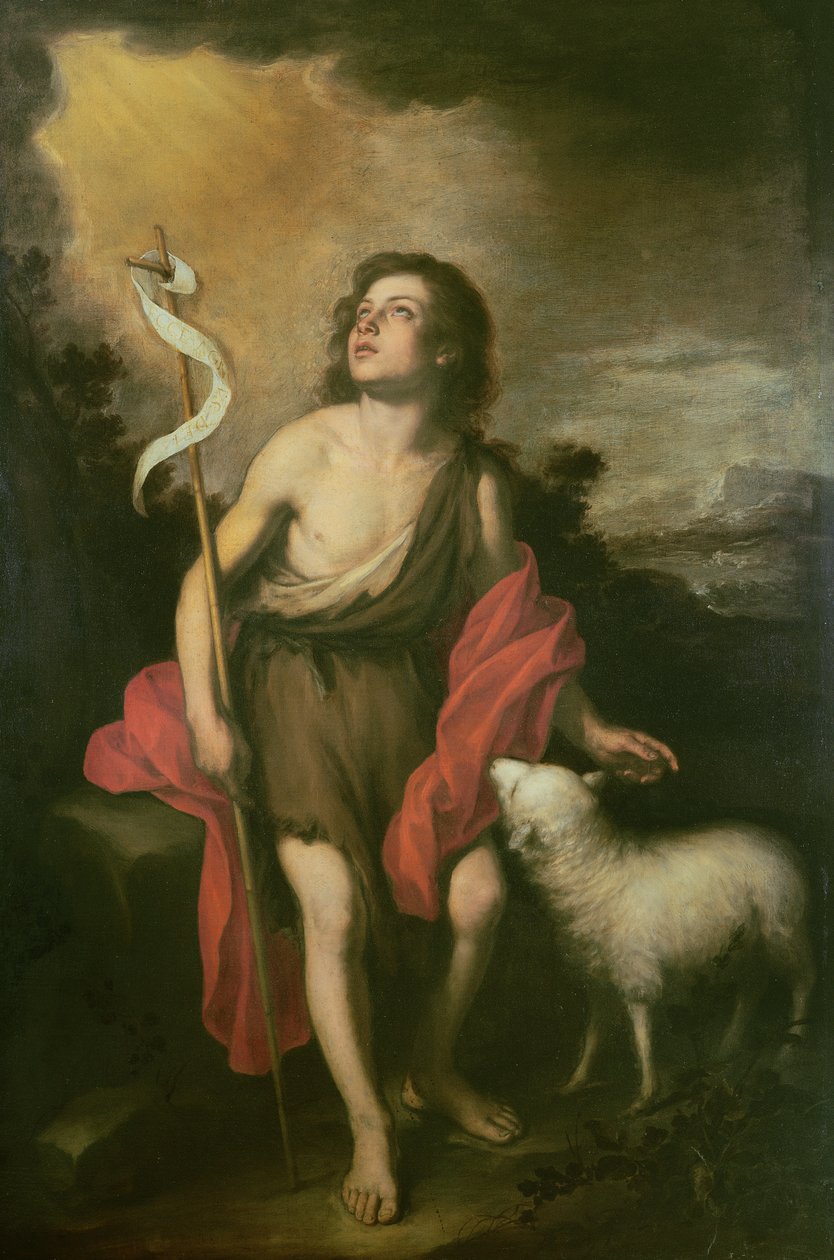 St. Johannes met een Lam door Bartolomé Esteban Murillo