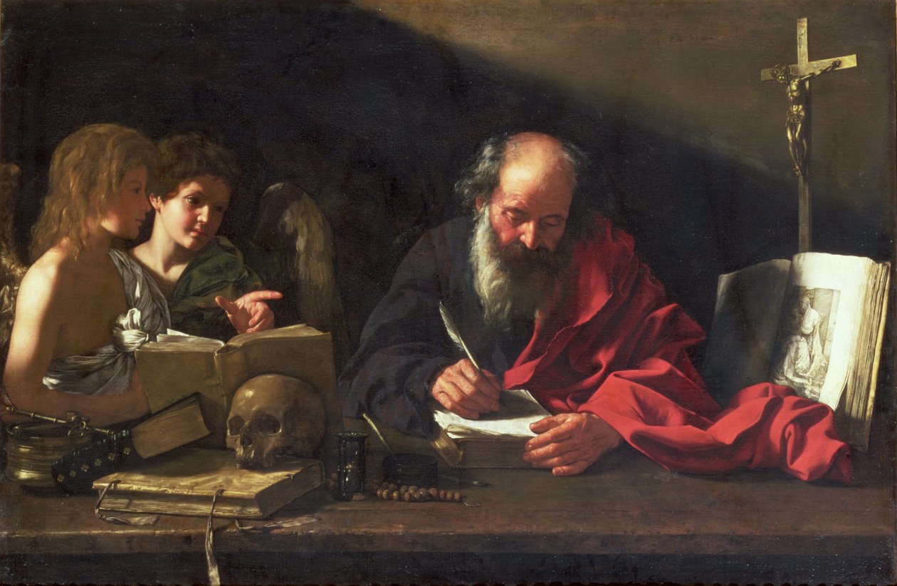 St. Hiëronymus in zijn studeerkamer door Bartolomeo Cavarozzi