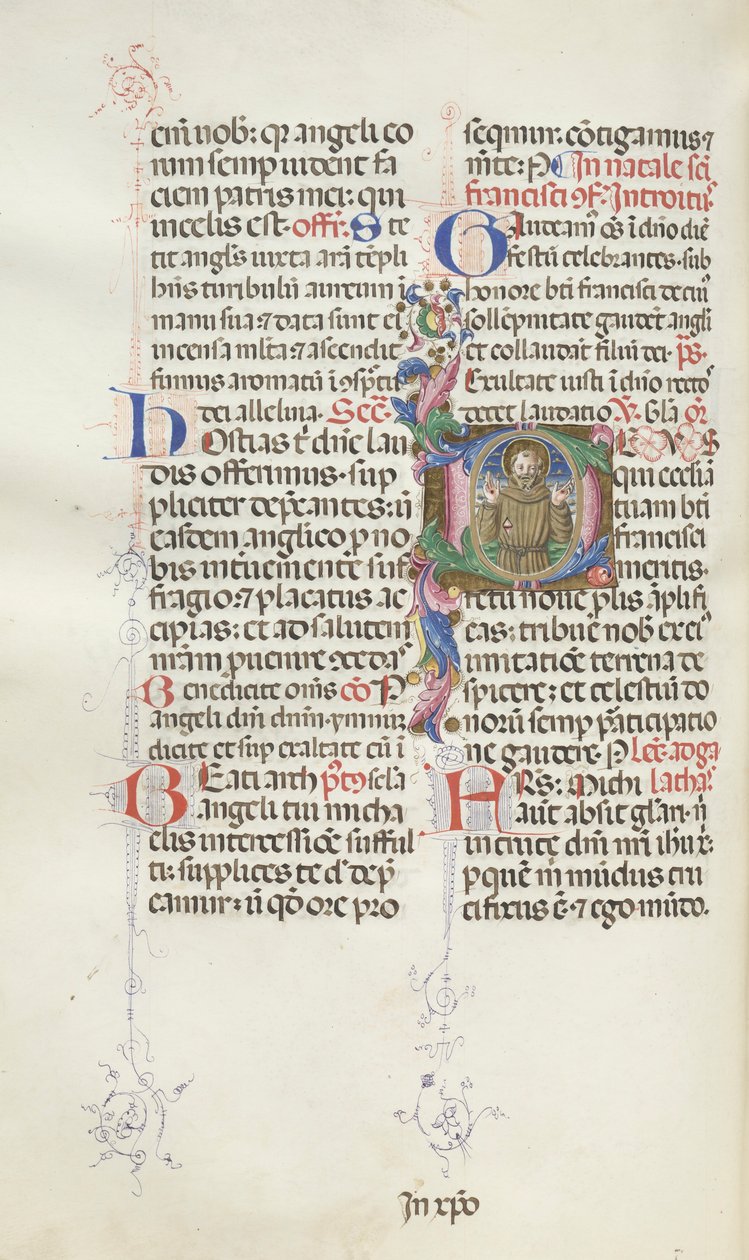 Missaal: Fol. 318v: Sint Franciscus, 1469 door Bartolomeo Caporali