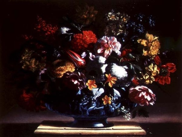 Stilleven van bloemen in een vaas door Bartolomeo Perez