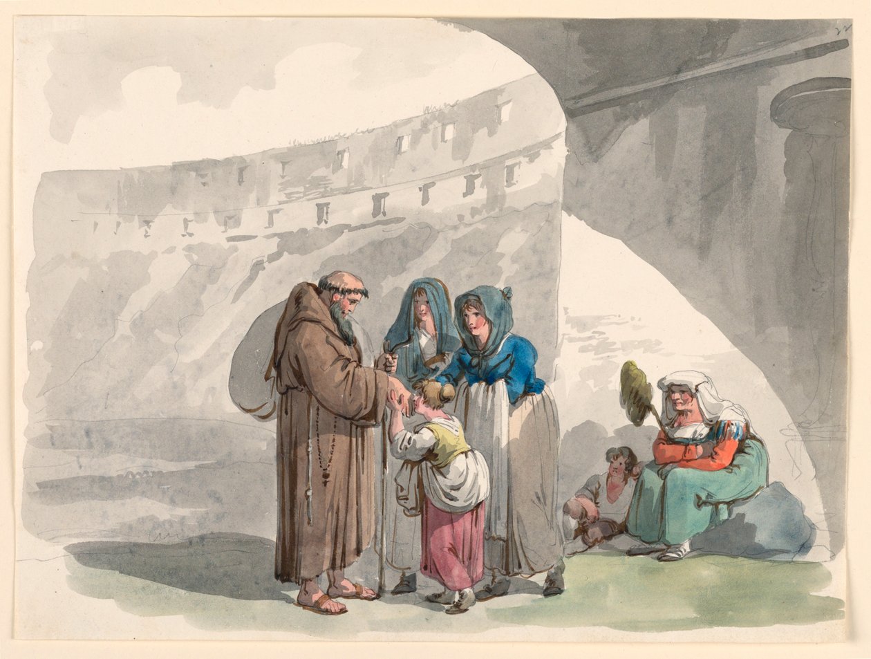 Begroeting van een kluizenaar door Bartolomeo Pinelli