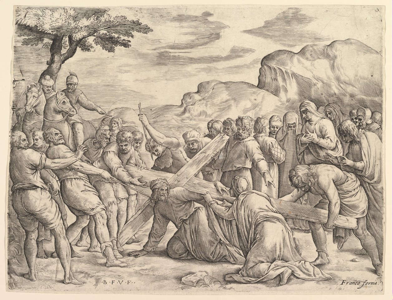 Christus Draagt het Kruis door Battista Franco Veneziano