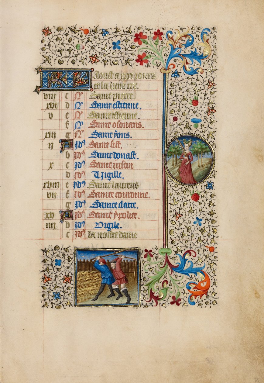 Augustus Kalenderblad; Dorsen; Maagd door Bedford Master