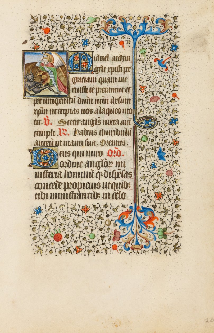 Sint Michiel in gevecht met de duivel door Bedford Master