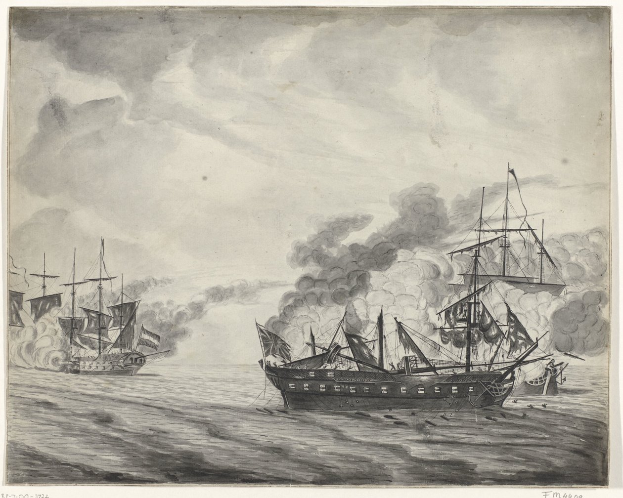 Zeeslag bij Cadiz, 1781 door Beekman
