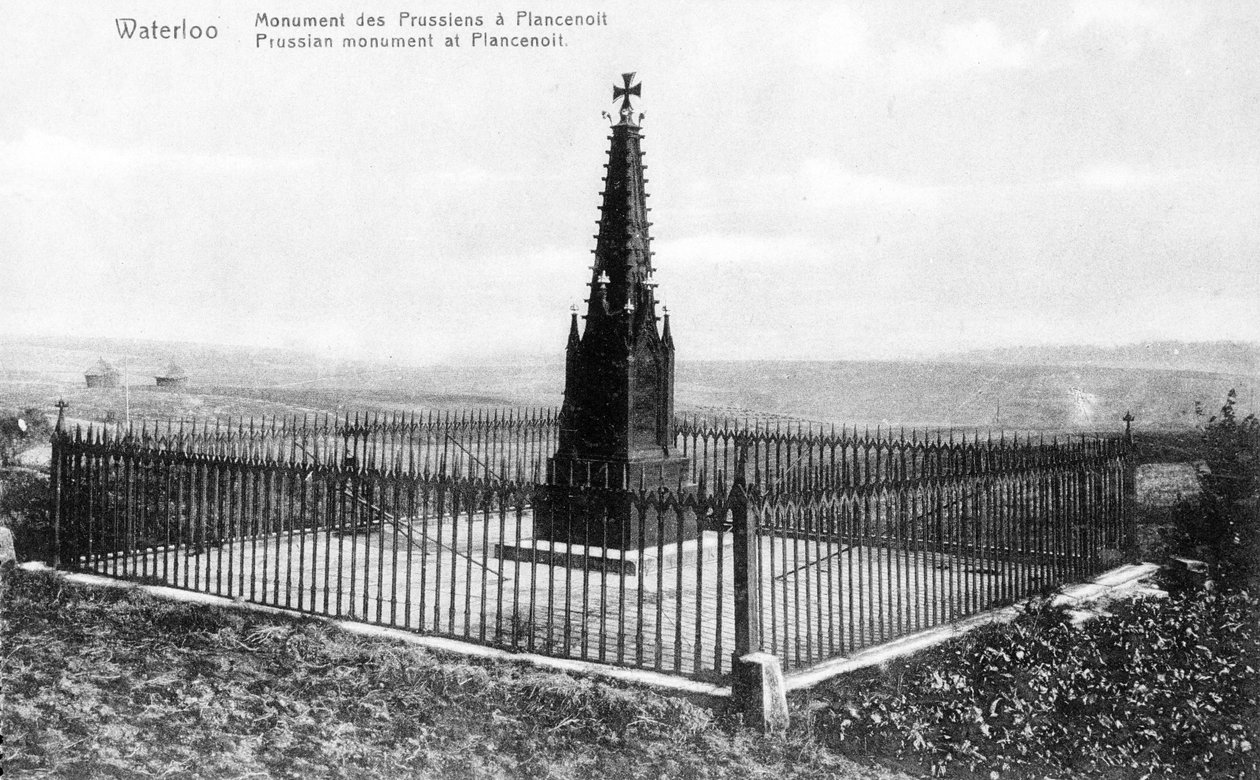 Het Pruisische Monument bij Plancenoit, herdenkingsansichtkaart, ca. 1912 (fotolitho) door Belgian Photographer