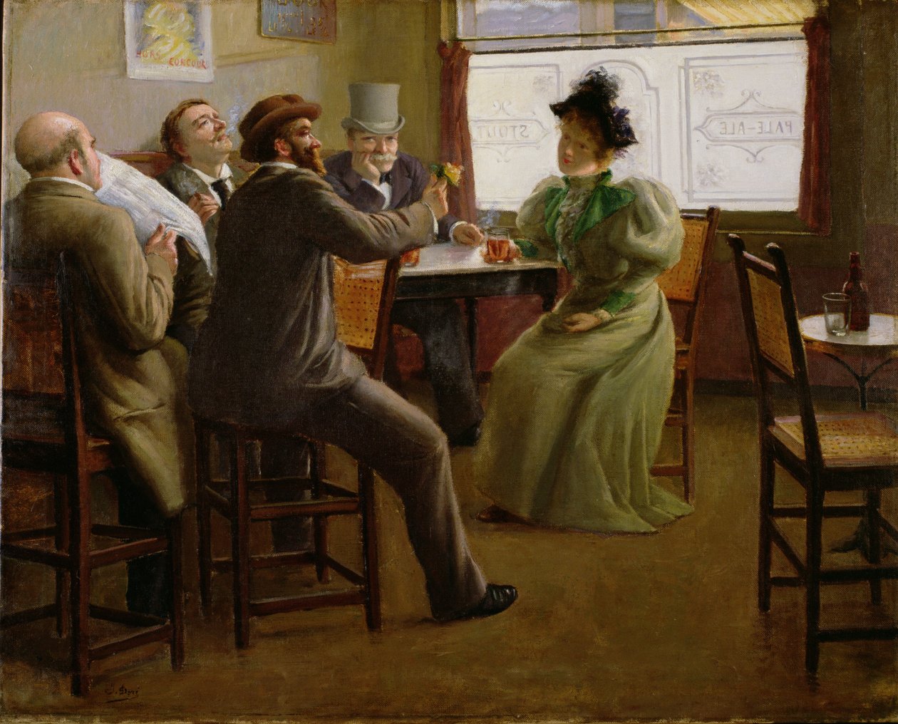 Bar interieur, c.1880 door Belgian School