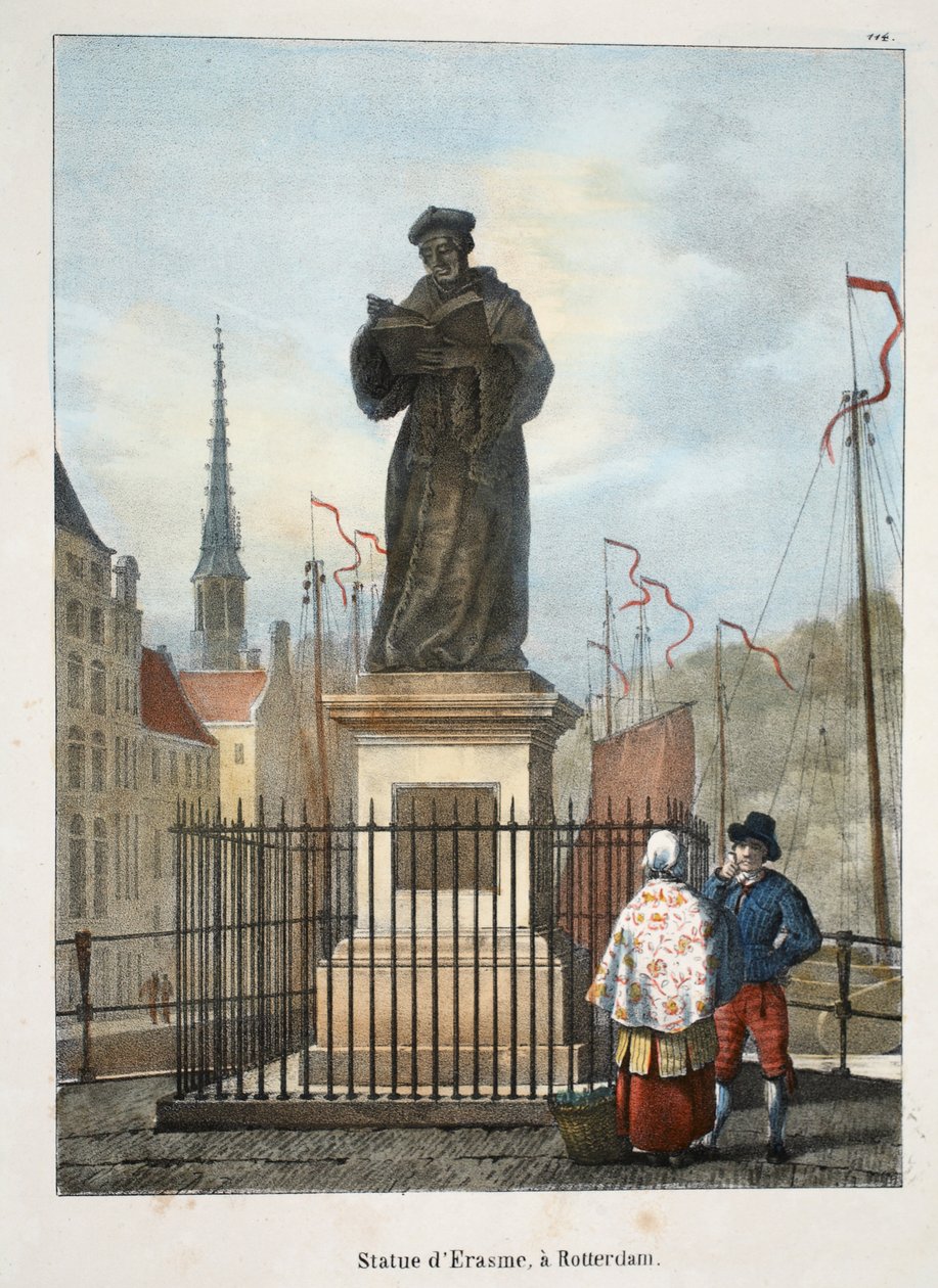 Standbeeld van Erasmus, in Rotterdam, ca. 1895 door Belgian School