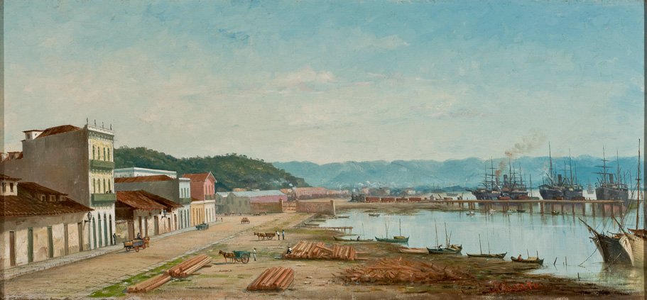 De helling van Porto do Bispo in Santos door Benedito Calixto