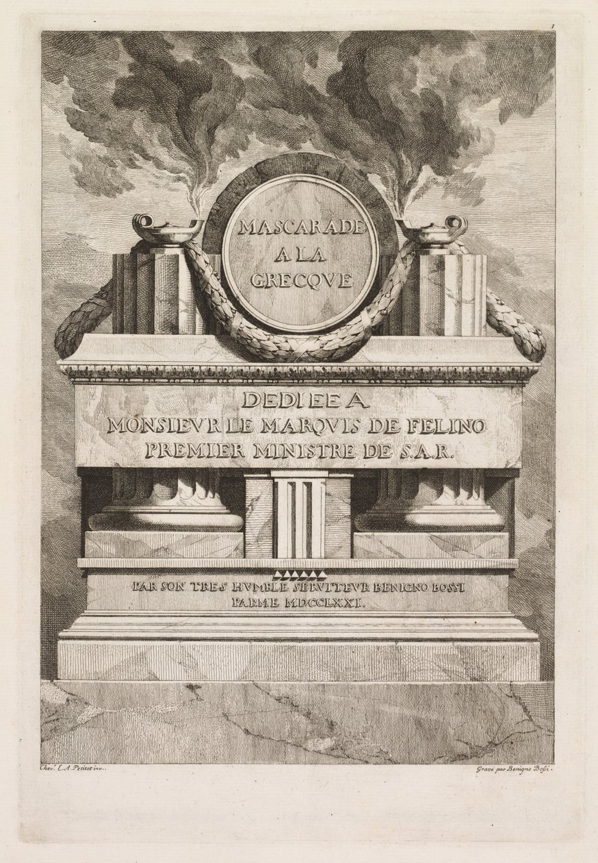 Mascarade à la Grecque: Dedication Page door Benigno Bossi