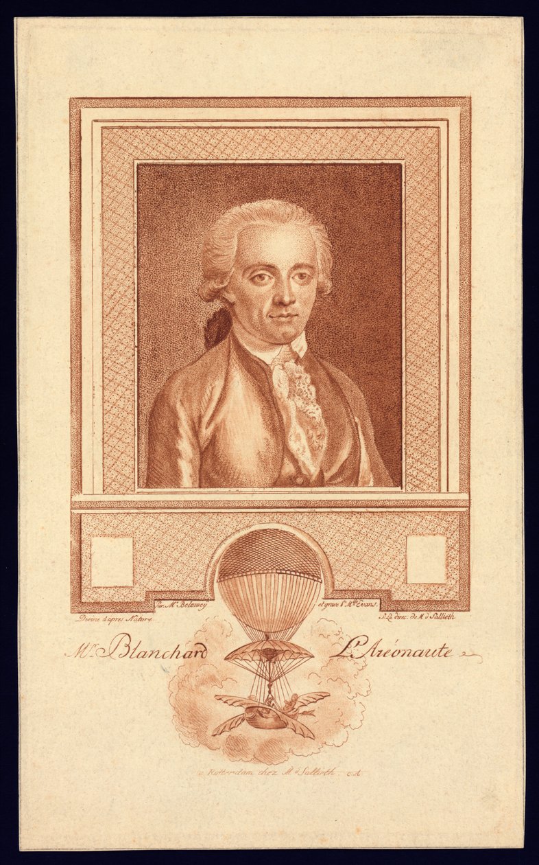 Mr. Blanchard, Aeronaut, ca.1780-1800 door Benjamin Samuel Bolomey
