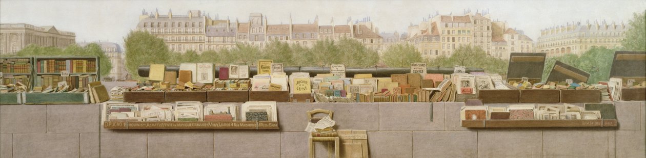 Boekenkraampjes langs de Seine, 1887 door Benjamin Walter Spiers