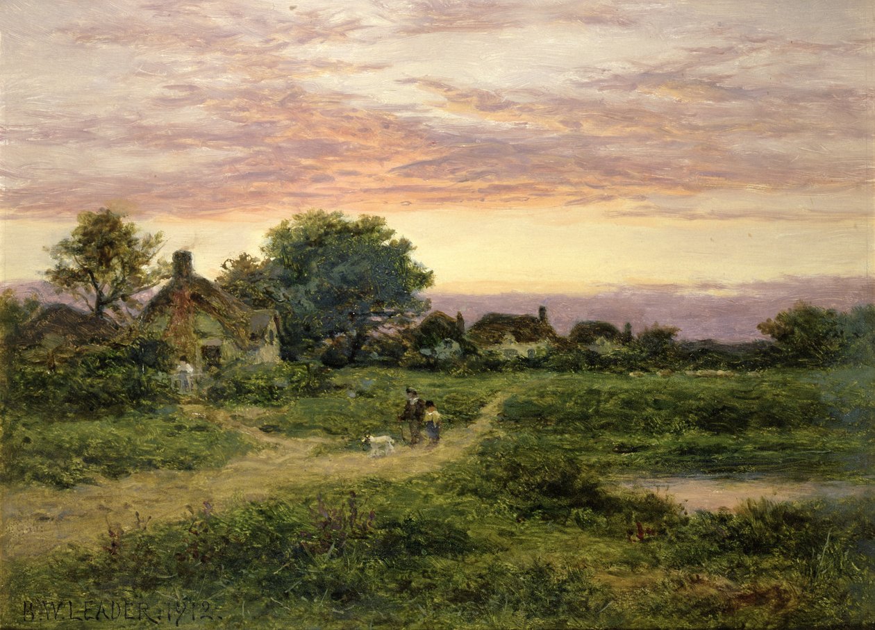 Worcestershire huisjes, 1912 door Benjamin Williams Leader