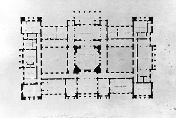 Plattegrond van de hoofdverdieping door Benjamin Dean Wyatt