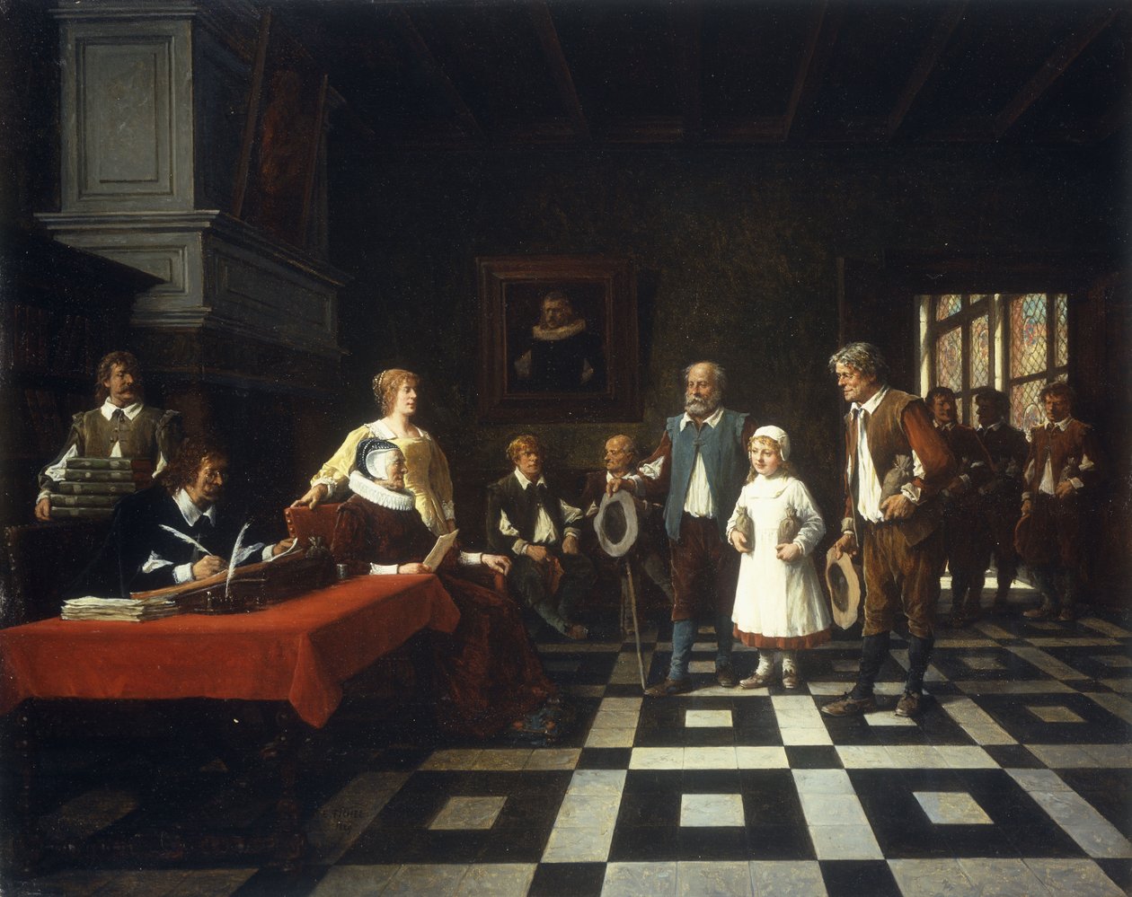 Bij de belastingontvanger, 1889 door Benjamin Eugene Fichel