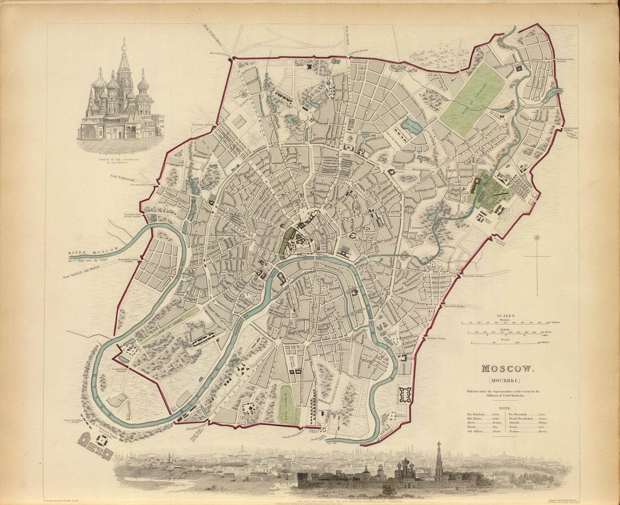 Plan van Moskou, 1836 door Benjamin Rees Davies
