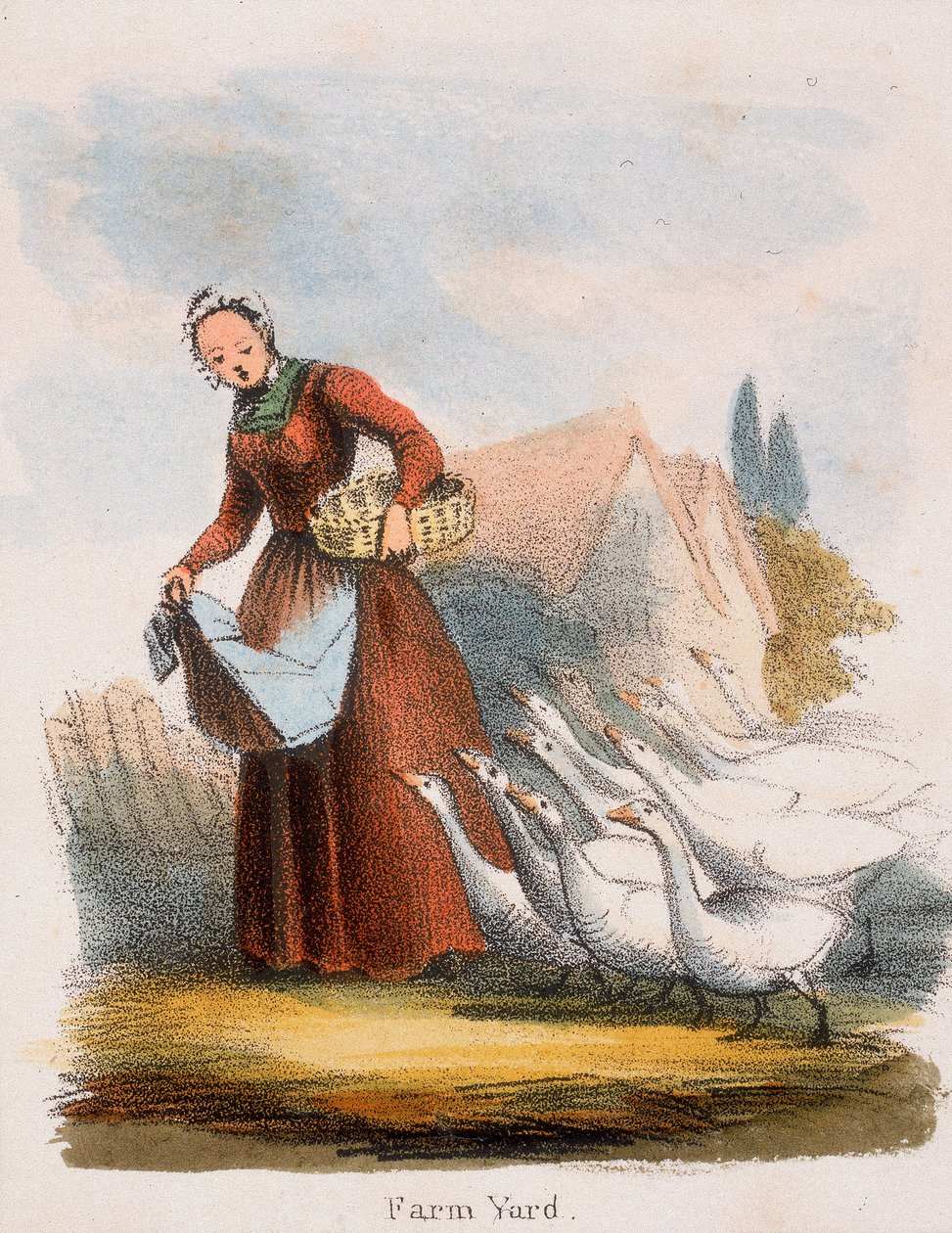 Boerenerf, c1845 door Benjamin Waterhouse Hawkins
