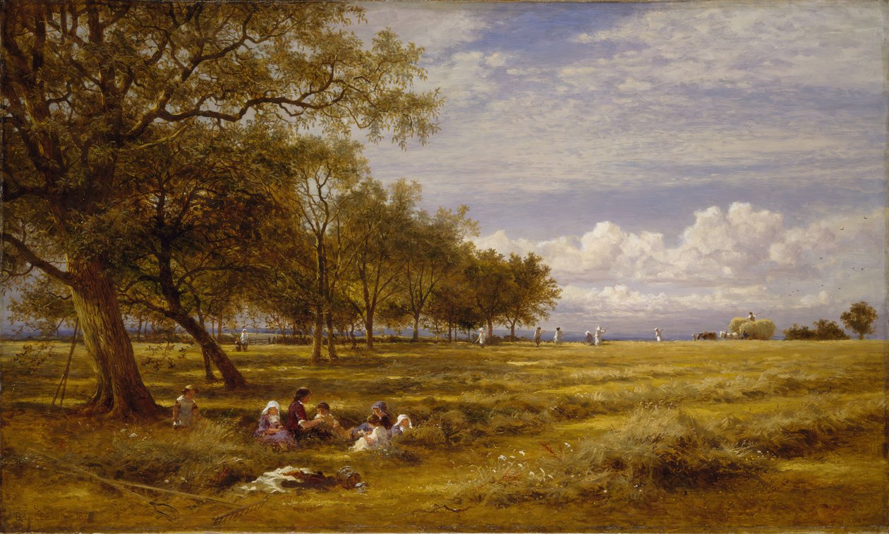 Een Engels Hooiland, 1878 door Benjamin Williams Leader