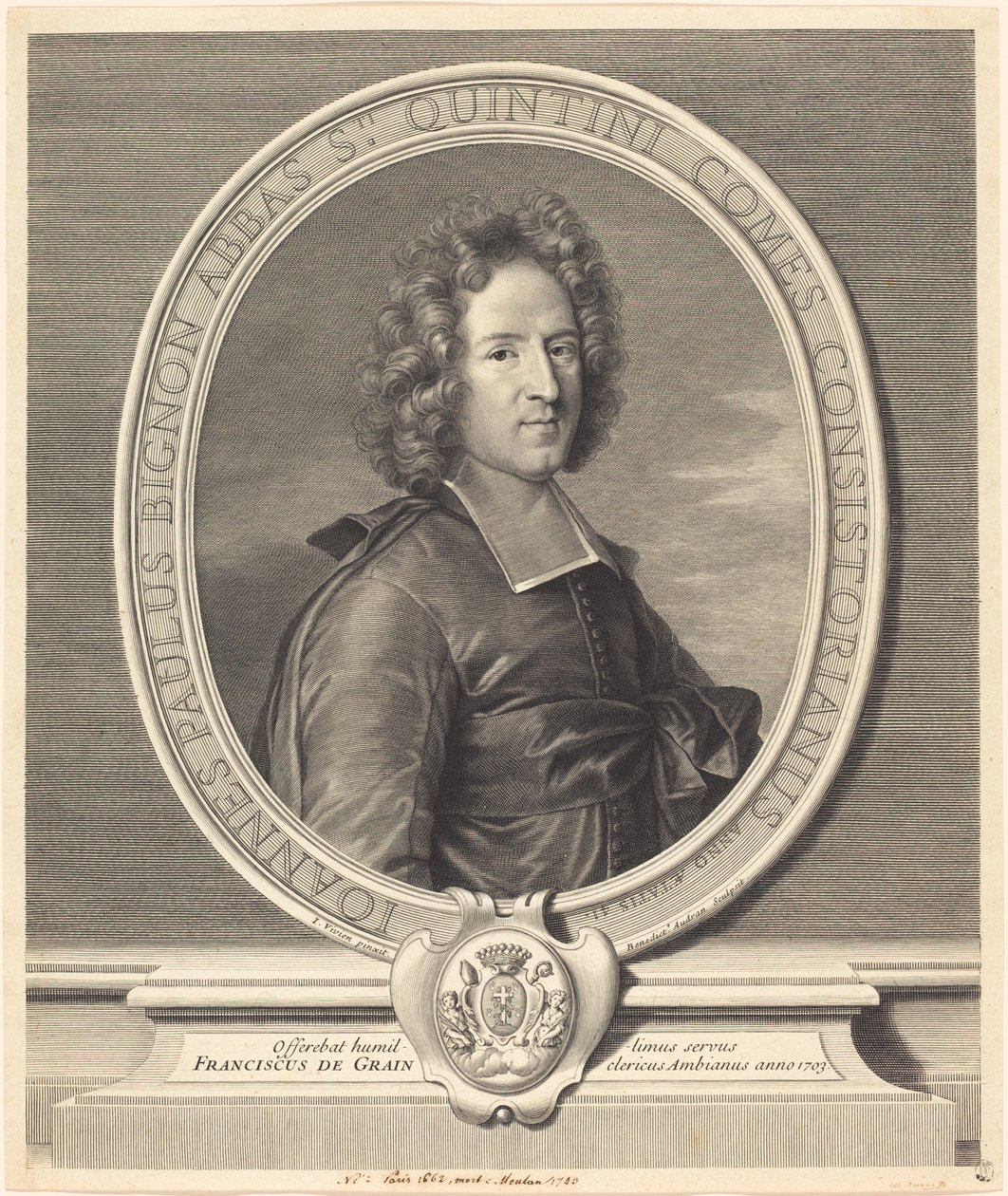 J.P. Bignon door Benoît Audran I after Joseph Vivien