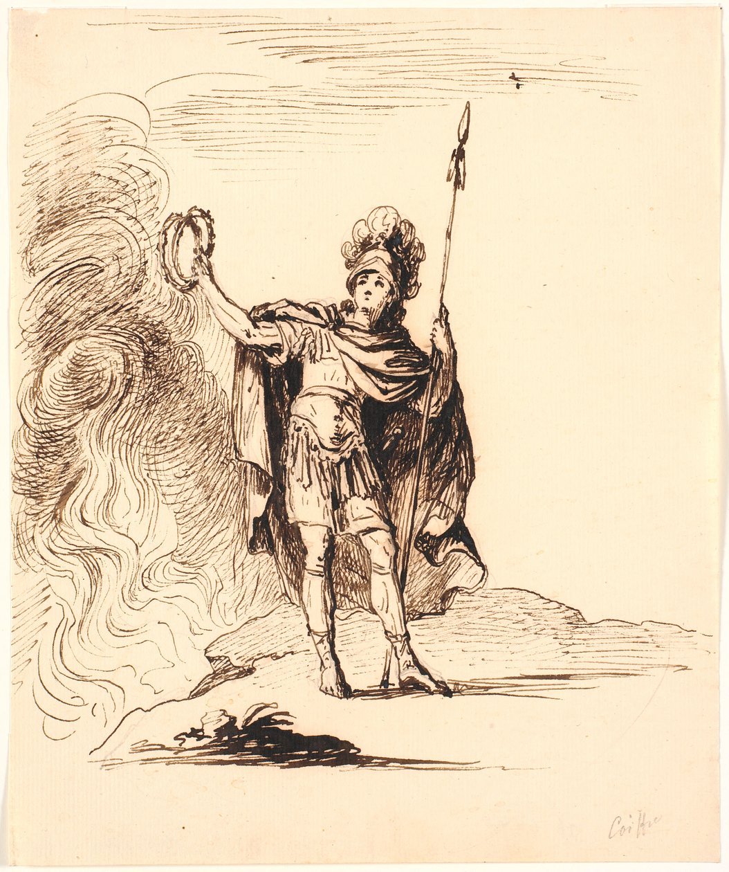 Antieke held. Theaterscène door Benoît Le Coffre