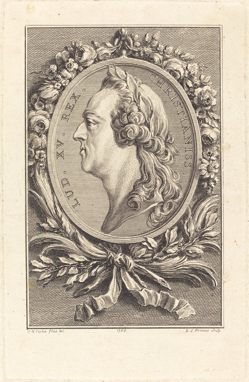 Lodewijk XV door Benoît Louis Prévost after Charles Nicolas Cochin II