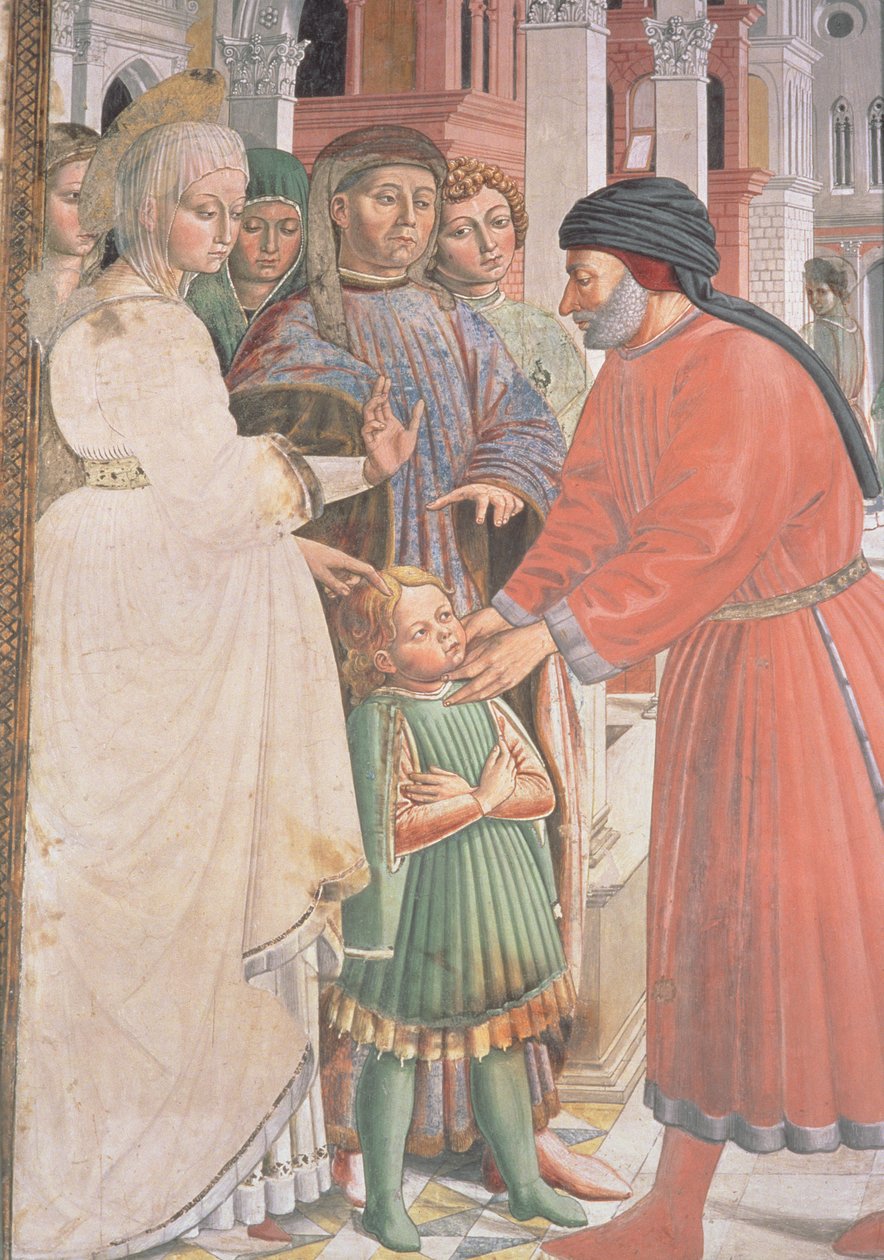St. Augustinus als Jongen, uit het Leven van St. Augustinus (detail) door Benozzo di Lese di Sandro Gozzoli