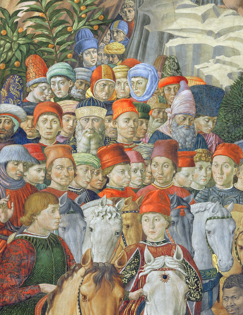De Processie van de Wijzen, (detail) 1459-62 door Benozzo di Lese di Sandro Gozzoli