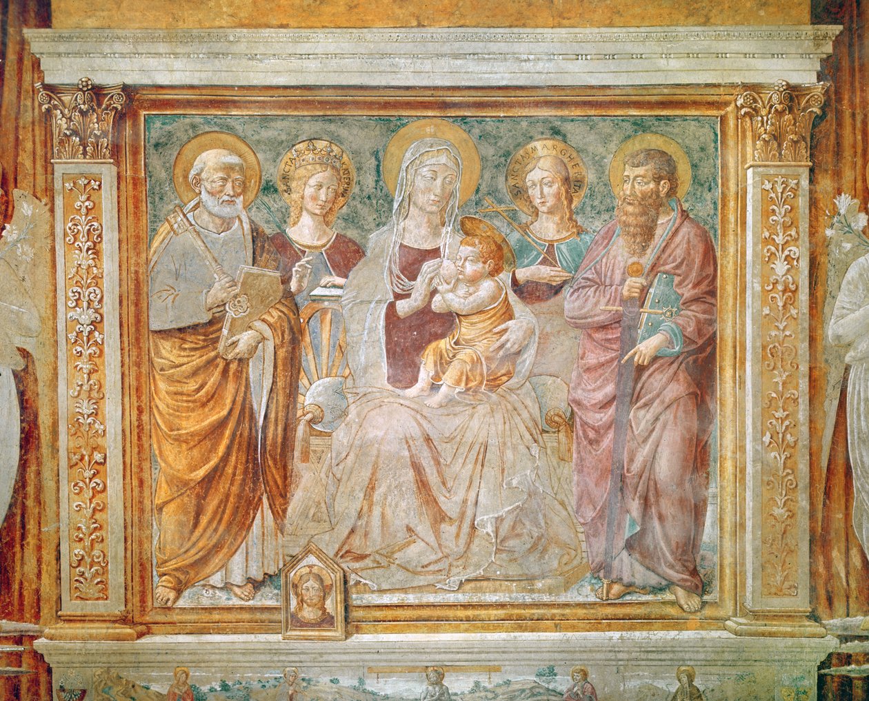 Maagd en Kind omringd door Sint-Michiel, Sint-Catharina, Sint-Margaretha en Sint-Paulus door Benozzo di Lese di Sandro Gozzoli