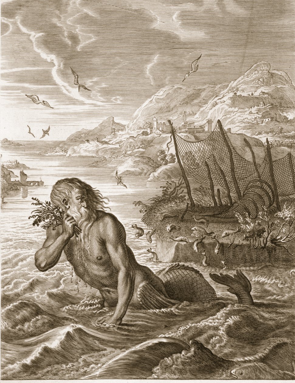 Glaucus Veranderd in een Zeegod, 1731 door Bernard Picart