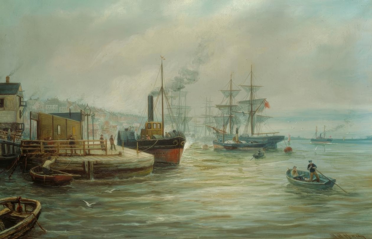 Een raderstoomboot en andere schepen door Bernard Benedict Hemy