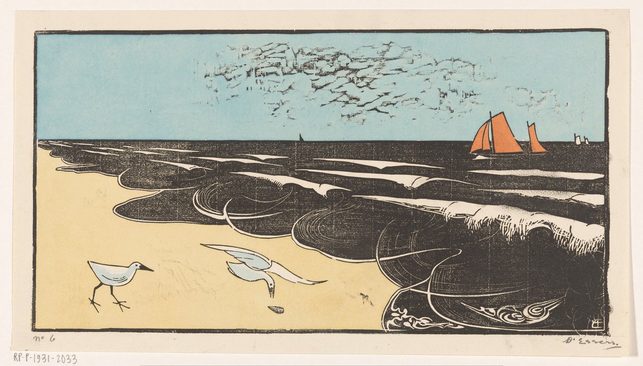 Zee bij Bergen door Bernard Essers (signed by artist)