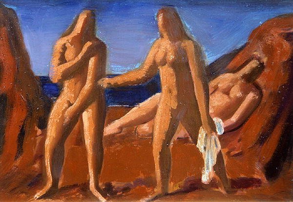 Groep baders door Bernard Meninsky