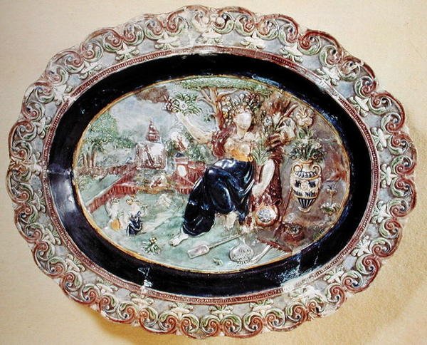 Schaal met Flora door Bernard Palissy
