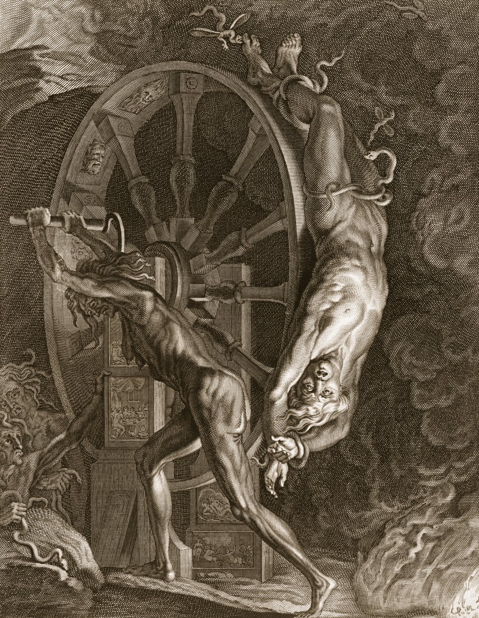 Ixion in Tartarus op het wiel, 1731 door Bernard Picart