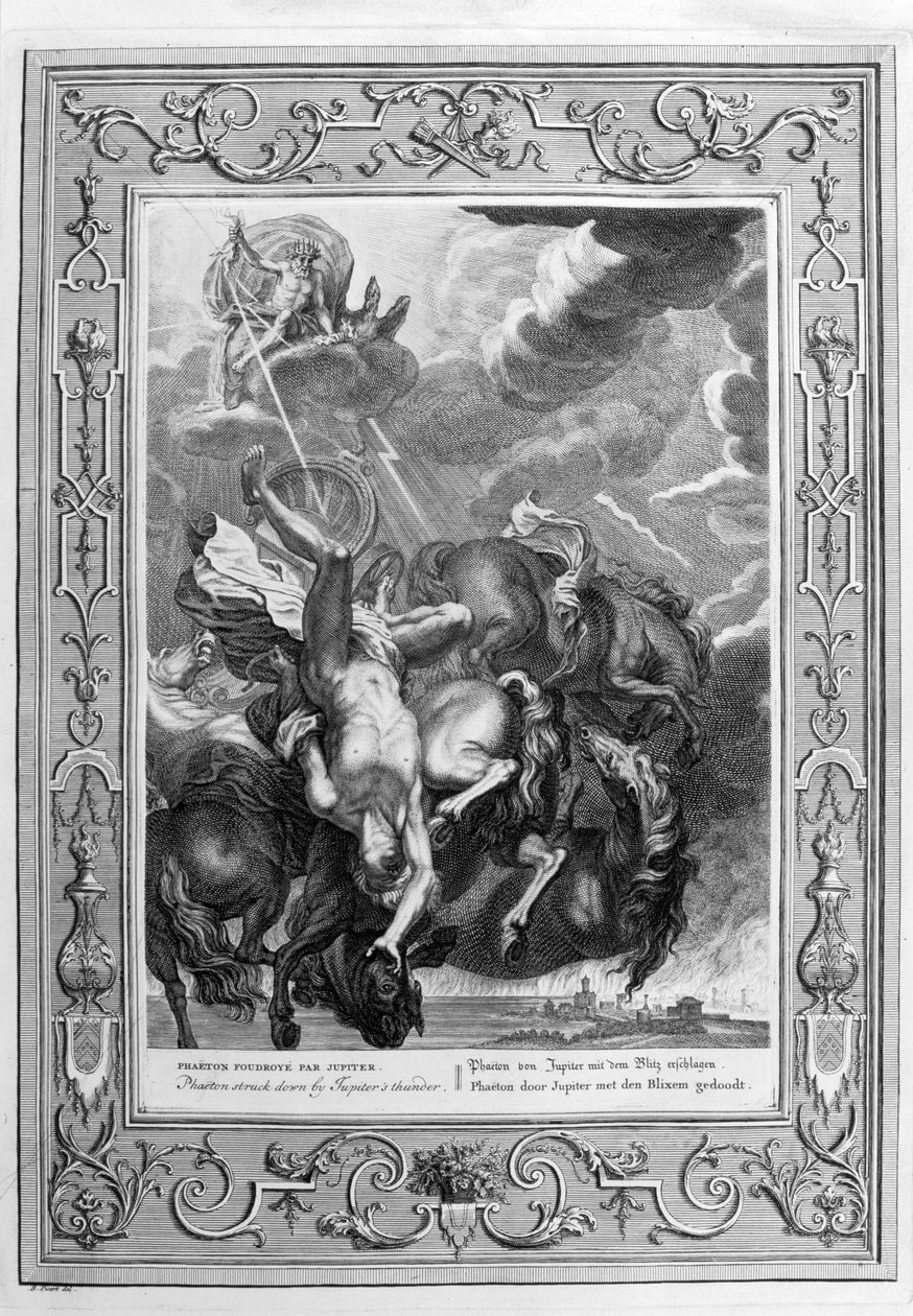 De Val van Phaëton (gravure) door Bernard Picart