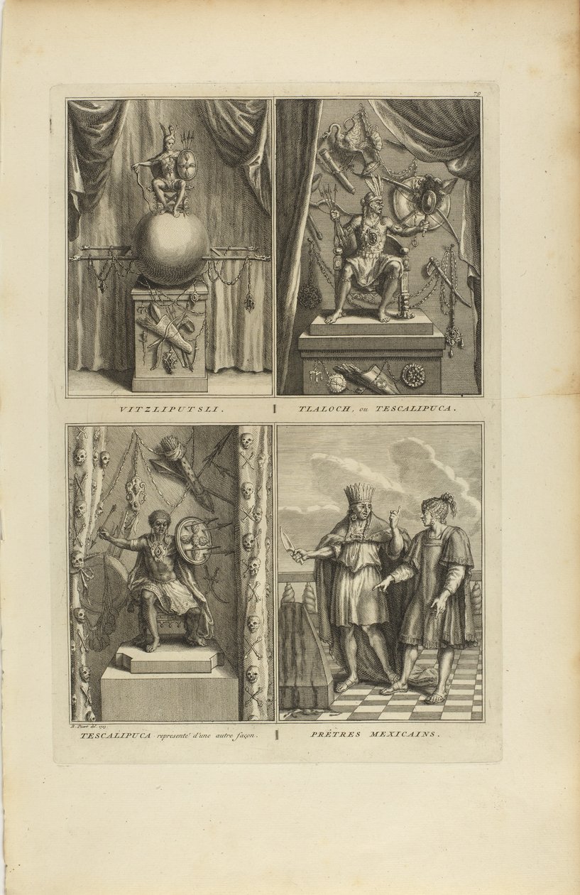 Vitzliputsli/Tlalock of Tescalipuca/Tescalinpuca/Mexicaanse priesters door Bernard Picart