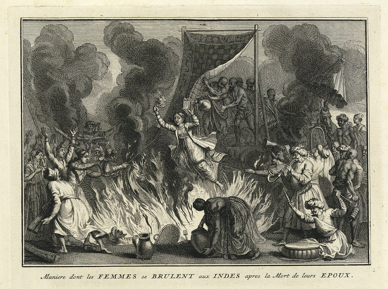 Weduweverbranding in India, 1728 door Bernard Picart