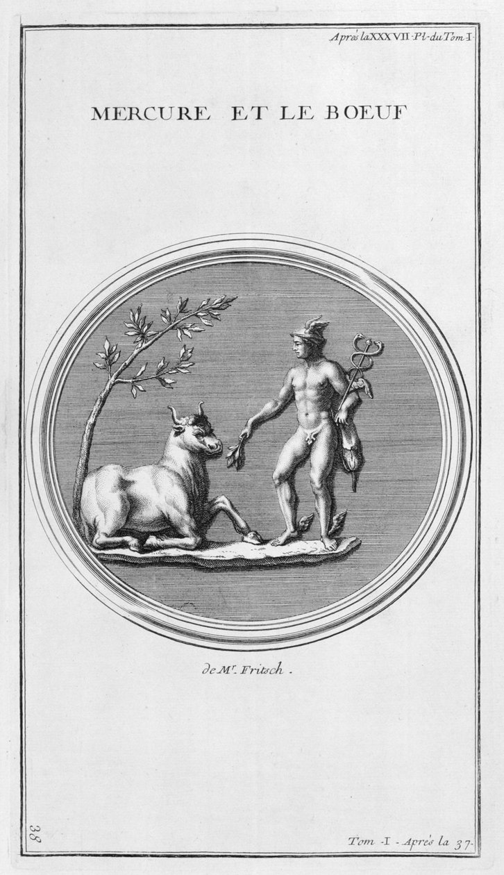 Mercurius en de Os, 1757 door Bernard de Montfaucon