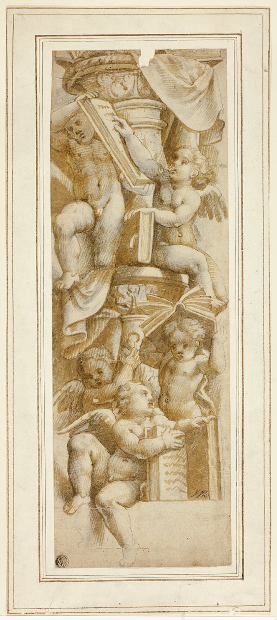 Vijf putti met boeken door Bernardino Gatti