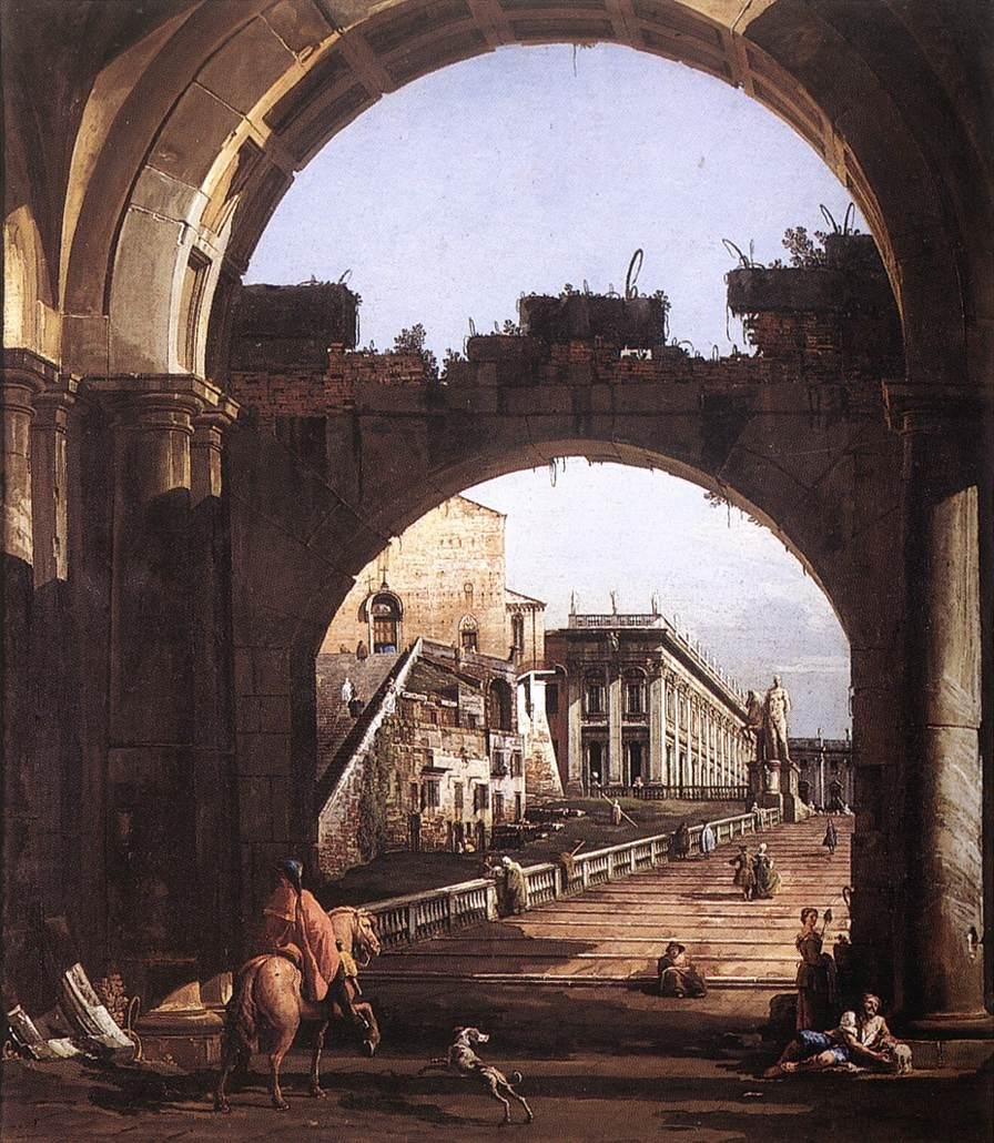 Capriccio van het Capitool door Bernardo Bellotto