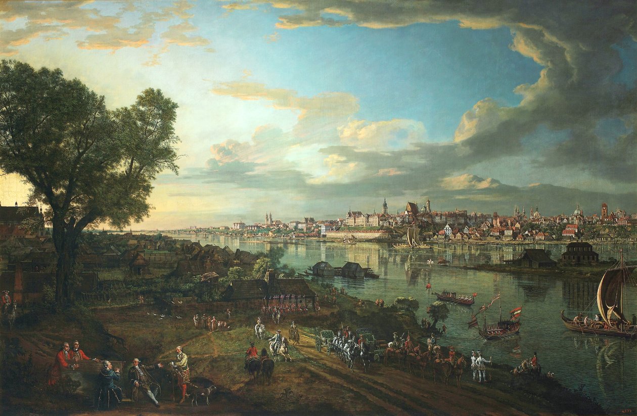 Uitzicht op Warschau vanaf Praga door Bernardo Bellotto